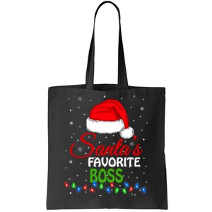 SantaS Favorite Boss Santa Hat Lights. Funny Christmas Tote Bag