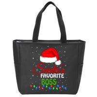 SantaS Favorite Boss Santa Hat Lights. Funny Christmas Zip Tote Bag