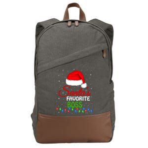 SantaS Favorite Boss Santa Hat Lights. Funny Christmas Cotton Canvas Backpack