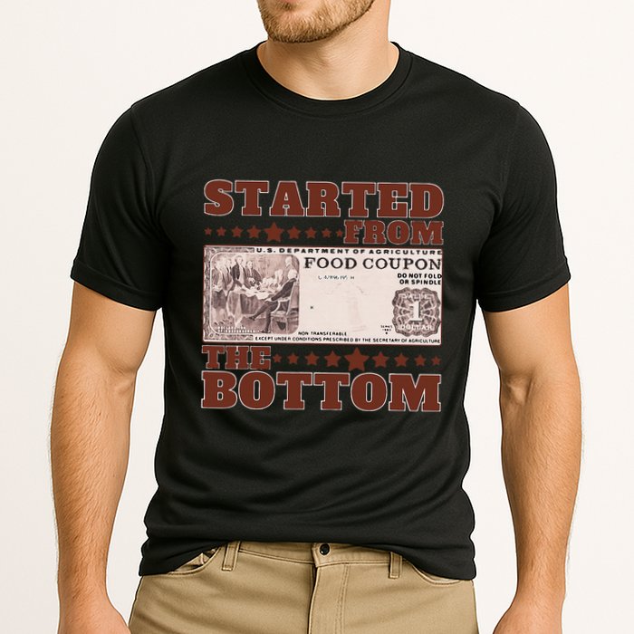 Started From Bottom Food Stamp Coupon stars 2 Cooling Performance Crew T-Shirt