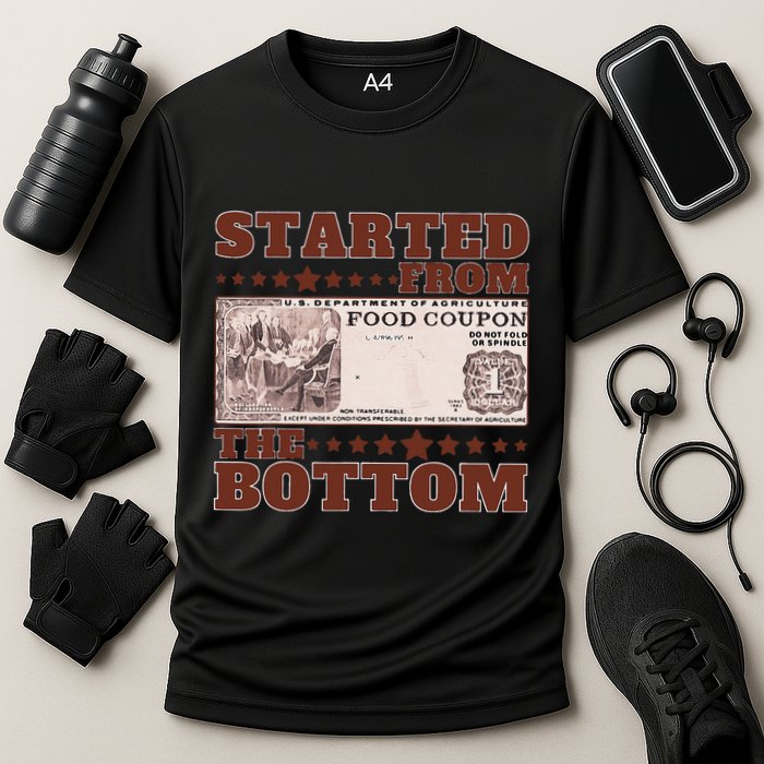 Started From Bottom Food Stamp Coupon stars 2 Cooling Performance Crew T-Shirt