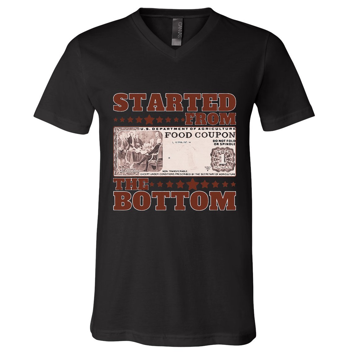 Started From Bottom Food Stamp Coupon stars 2 V-Neck T-Shirt