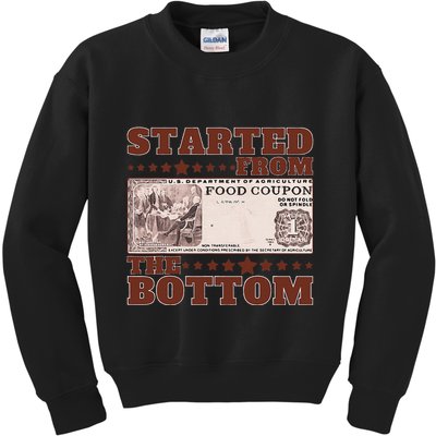 Started From Bottom Food Stamp Coupon stars 2 Kids Sweatshirt