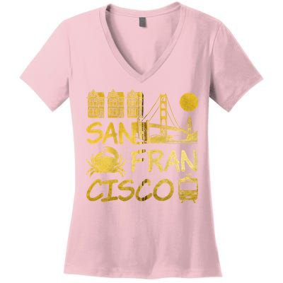 San Francisco California Women's V-Neck T-Shirt