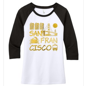 San Francisco California Women's Tri-Blend 3/4-Sleeve Raglan Shirt