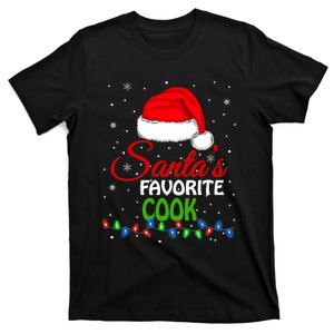 SantaS Favorite Cook Santa Hat Lights. Funny Christmas T-Shirt