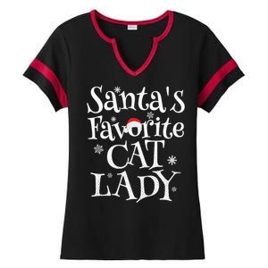 SantaS Favorite Cat Lady Santa Claus Christmas Gift Holiday Meaningful Gift Ladies Halftime Notch Neck Tee