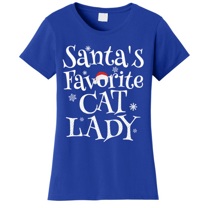 SantaS Favorite Cat Lady Santa Claus Christmas Gift Holiday Meaningful Gift Women's T-Shirt