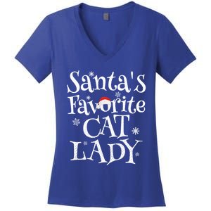 SantaS Favorite Cat Lady Santa Claus Christmas Gift Holiday Meaningful Gift Women's V-Neck T-Shirt