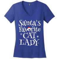 SantaS Favorite Cat Lady Santa Claus Christmas Gift Holiday Meaningful Gift Women's V-Neck T-Shirt