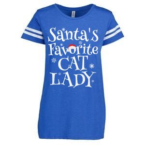 SantaS Favorite Cat Lady Santa Claus Christmas Gift Holiday Meaningful Gift Enza Ladies Jersey Football T-Shirt