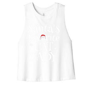 SantaS Favorite Cat Lady Santa Claus Christmas Gift Holiday Meaningful Gift Women's Racerback Cropped Tank