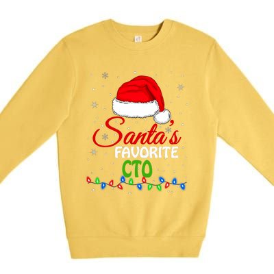 SantaS Favorite Cto Santa Hat Lights. Funny Christmas Premium Crewneck Sweatshirt