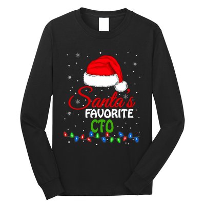 SantaS Favorite Cto Santa Hat Lights. Funny Christmas Long Sleeve Shirt