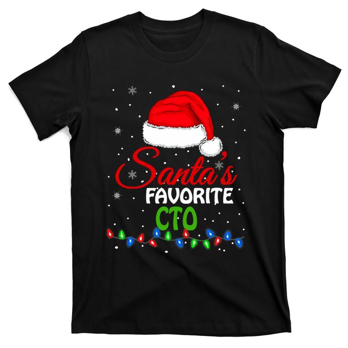 SantaS Favorite Cto Santa Hat Lights. Funny Christmas T-Shirt