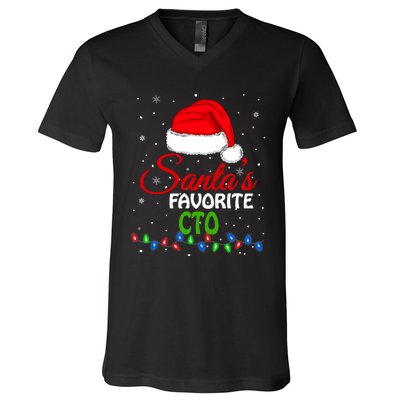 SantaS Favorite Cto Santa Hat Lights. Funny Christmas V-Neck T-Shirt