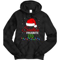 SantaS Favorite Cto Santa Hat Lights. Funny Christmas Tie Dye Hoodie