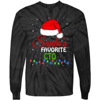 SantaS Favorite Cto Santa Hat Lights. Funny Christmas Tie-Dye Long Sleeve Shirt