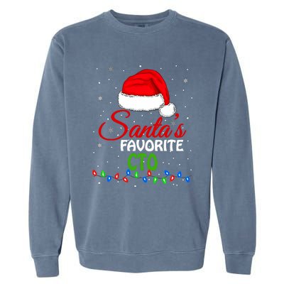 SantaS Favorite Cto Santa Hat Lights. Funny Christmas Garment-Dyed Sweatshirt