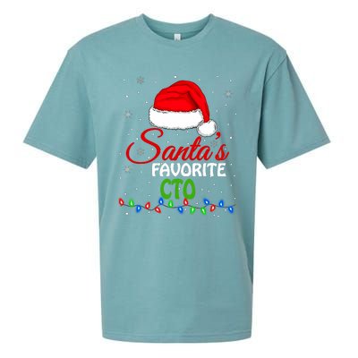 SantaS Favorite Cto Santa Hat Lights. Funny Christmas Sueded Cloud Jersey T-Shirt