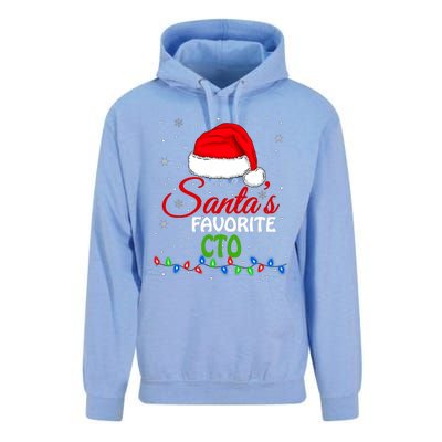 SantaS Favorite Cto Santa Hat Lights. Funny Christmas Unisex Surf Hoodie