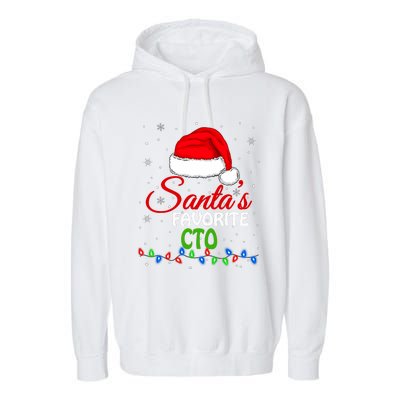 SantaS Favorite Cto Santa Hat Lights. Funny Christmas Garment-Dyed Fleece Hoodie