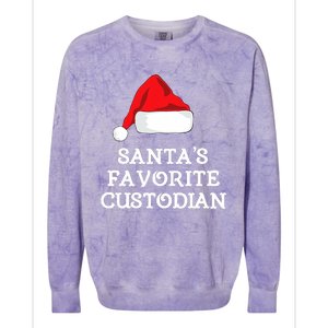 SantaS Favorite Custodian Hat Christmas Funny Colorblast Crewneck Sweatshirt