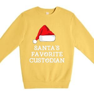 SantaS Favorite Custodian Hat Christmas Funny Premium Crewneck Sweatshirt