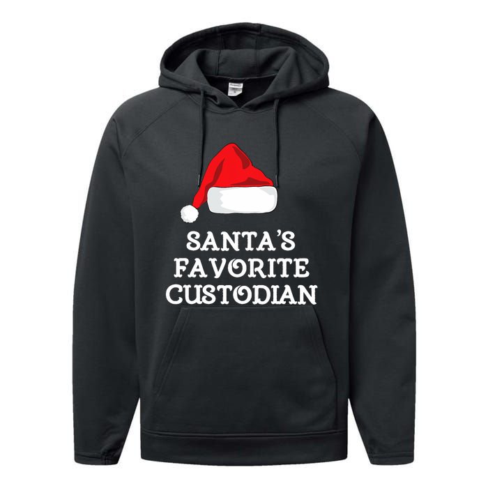 SantaS Favorite Custodian Hat Christmas Funny Performance Fleece Hoodie