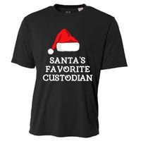 SantaS Favorite Custodian Hat Christmas Funny Cooling Performance Crew T-Shirt