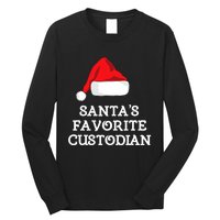 SantaS Favorite Custodian Hat Christmas Funny Long Sleeve Shirt