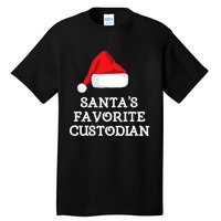 SantaS Favorite Custodian Hat Christmas Funny Tall T-Shirt