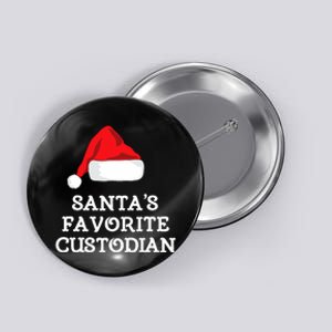 SantaS Favorite Custodian Hat Christmas Funny Button