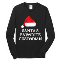 SantaS Favorite Custodian Hat Christmas Funny Tall Long Sleeve T-Shirt