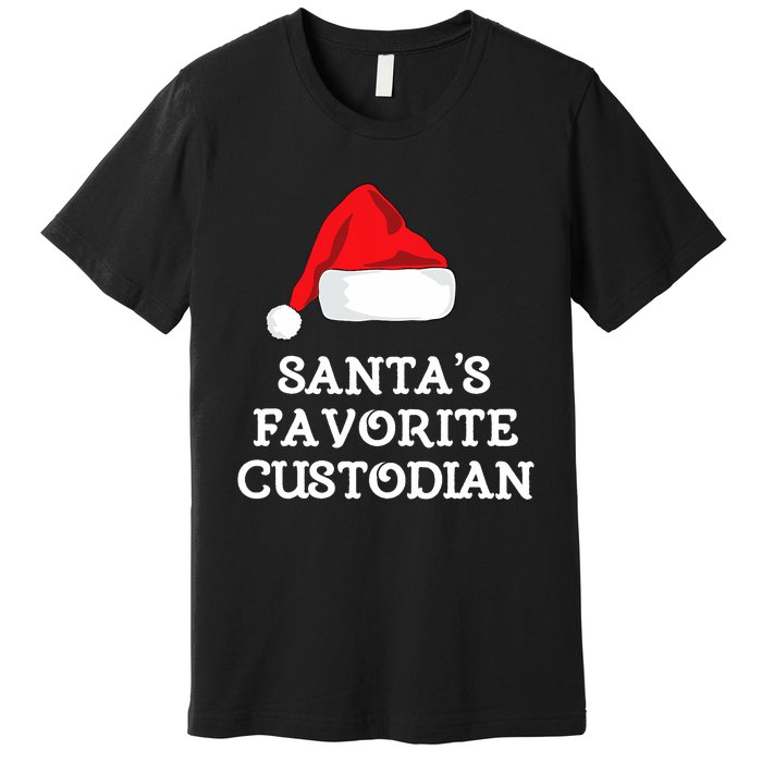 SantaS Favorite Custodian Hat Christmas Funny Premium T-Shirt