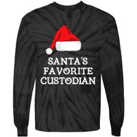 SantaS Favorite Custodian Hat Christmas Funny Tie-Dye Long Sleeve Shirt