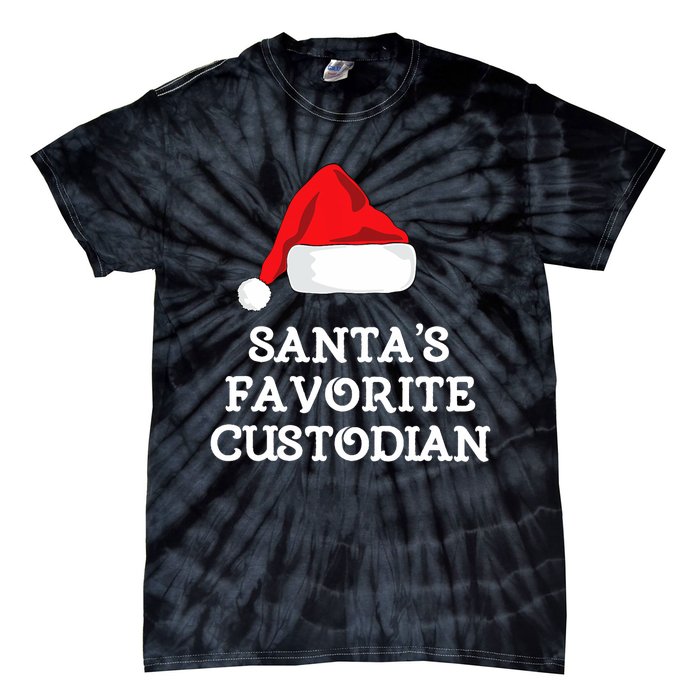 SantaS Favorite Custodian Hat Christmas Funny Tie-Dye T-Shirt