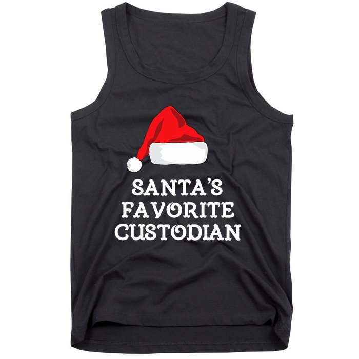 SantaS Favorite Custodian Hat Christmas Funny Tank Top