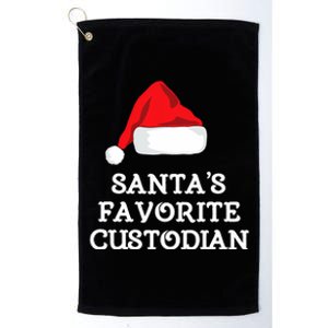 SantaS Favorite Custodian Hat Christmas Funny Platinum Collection Golf Towel