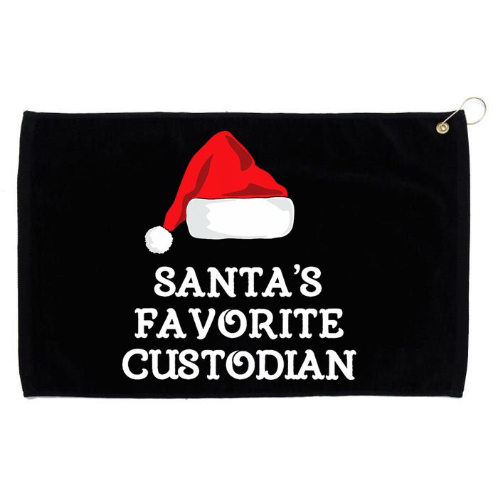 SantaS Favorite Custodian Hat Christmas Funny Grommeted Golf Towel