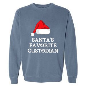 SantaS Favorite Custodian Hat Christmas Funny Garment-Dyed Sweatshirt