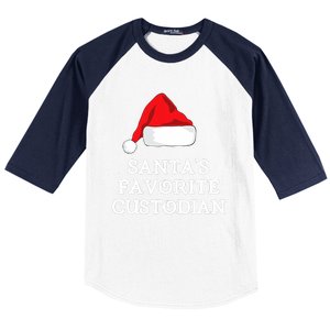 SantaS Favorite Custodian Hat Christmas Funny Baseball Sleeve Shirt