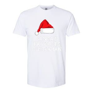 SantaS Favorite Custodian Hat Christmas Funny Softstyle CVC T-Shirt