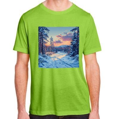 Snowy Forest Clearing Landscape Vintage Graphic Adult ChromaSoft Performance T-Shirt