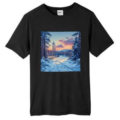 Snowy Forest Clearing Landscape Vintage Graphic Tall Fusion ChromaSoft Performance T-Shirt