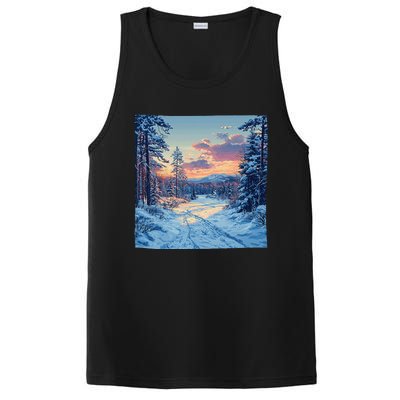 Snowy Forest Clearing Landscape Vintage Graphic PosiCharge Competitor Tank