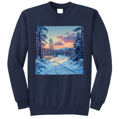 Snowy Forest Clearing Landscape Vintage Graphic Sweatshirt