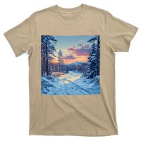 Snowy Forest Clearing Landscape Vintage Graphic T-Shirt