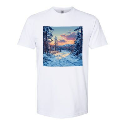 Snowy Forest Clearing Landscape Vintage Graphic Softstyle CVC T-Shirt