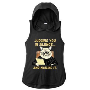 Sarcastic Funny Cat Judging You In Silence And Nailing It Ladies PosiCharge Tri-Blend Wicking Draft Hoodie Tank